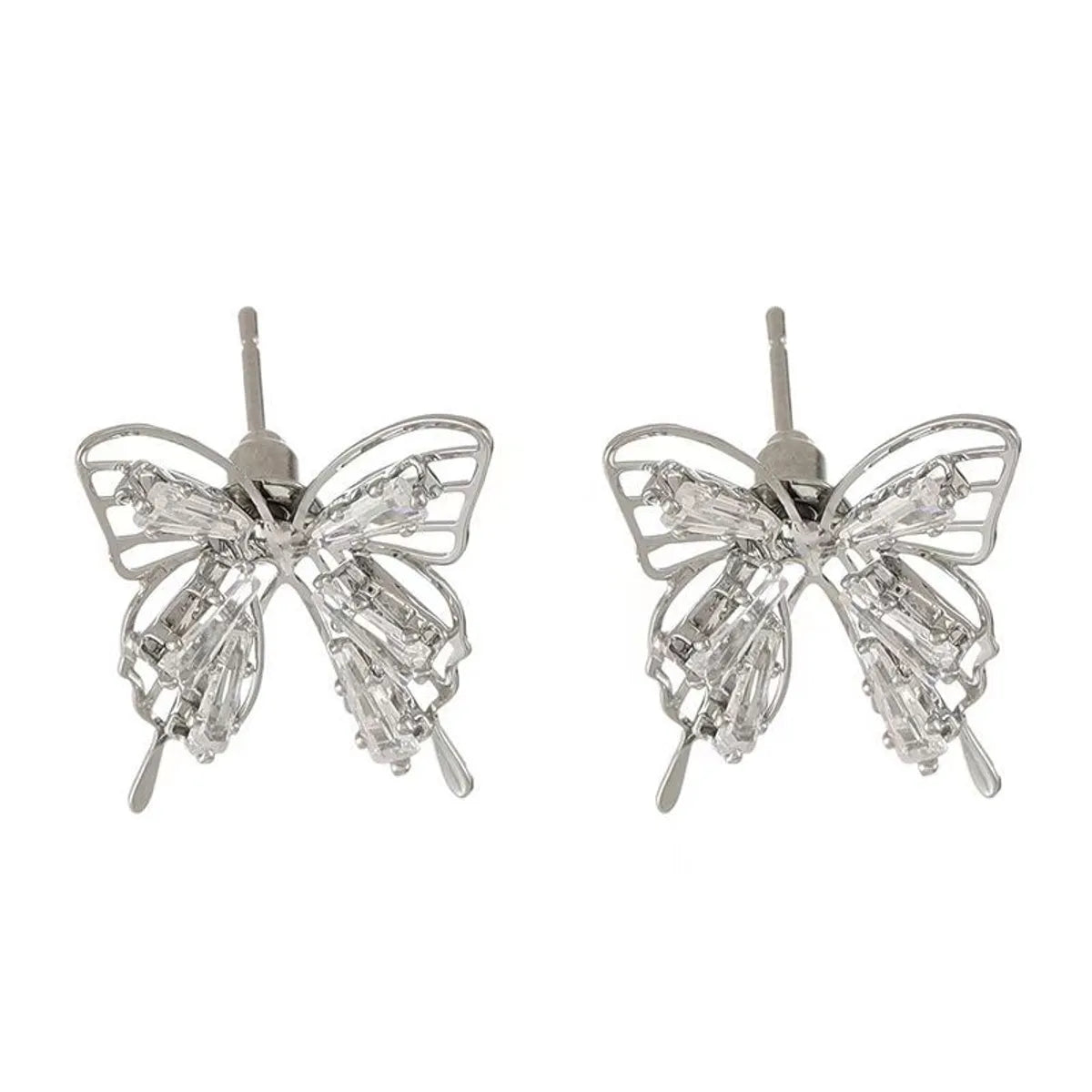 Streetwear Butterfly Alloy Hollow Out Inlay Zircon Women's Ear Studs