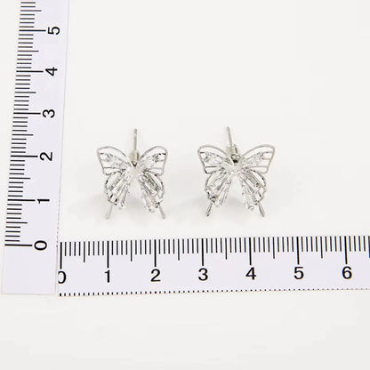 Streetwear Butterfly Alloy Hollow Out Inlay Zircon Women's Ear Studs