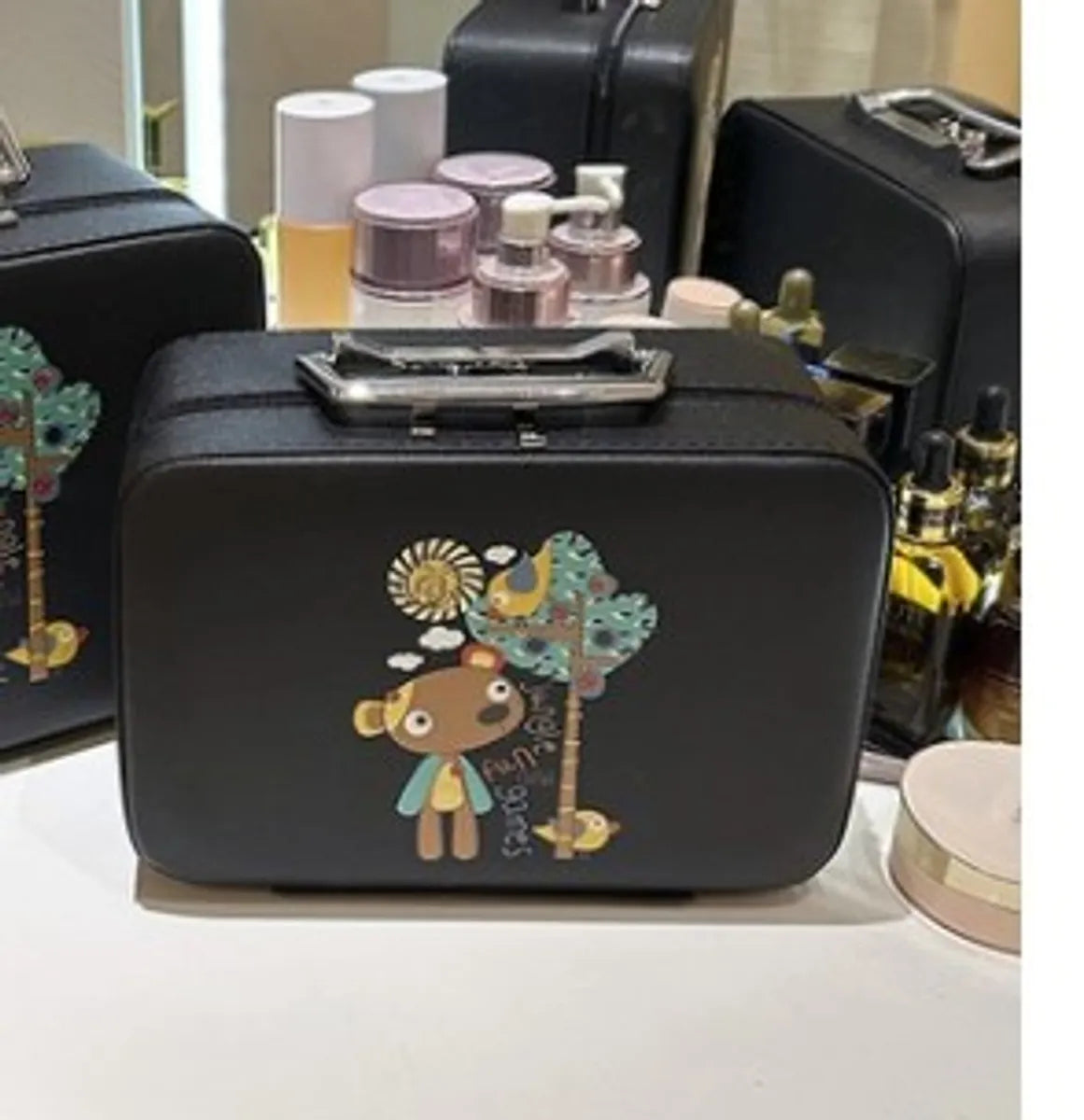 Streetwear Cartoon Pu Leather Square Makeup Bags