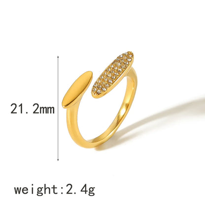 Streetwear Circle Stainless Steel Polishing Plating Inlay Zircon 18k Gold Plated Open Rings