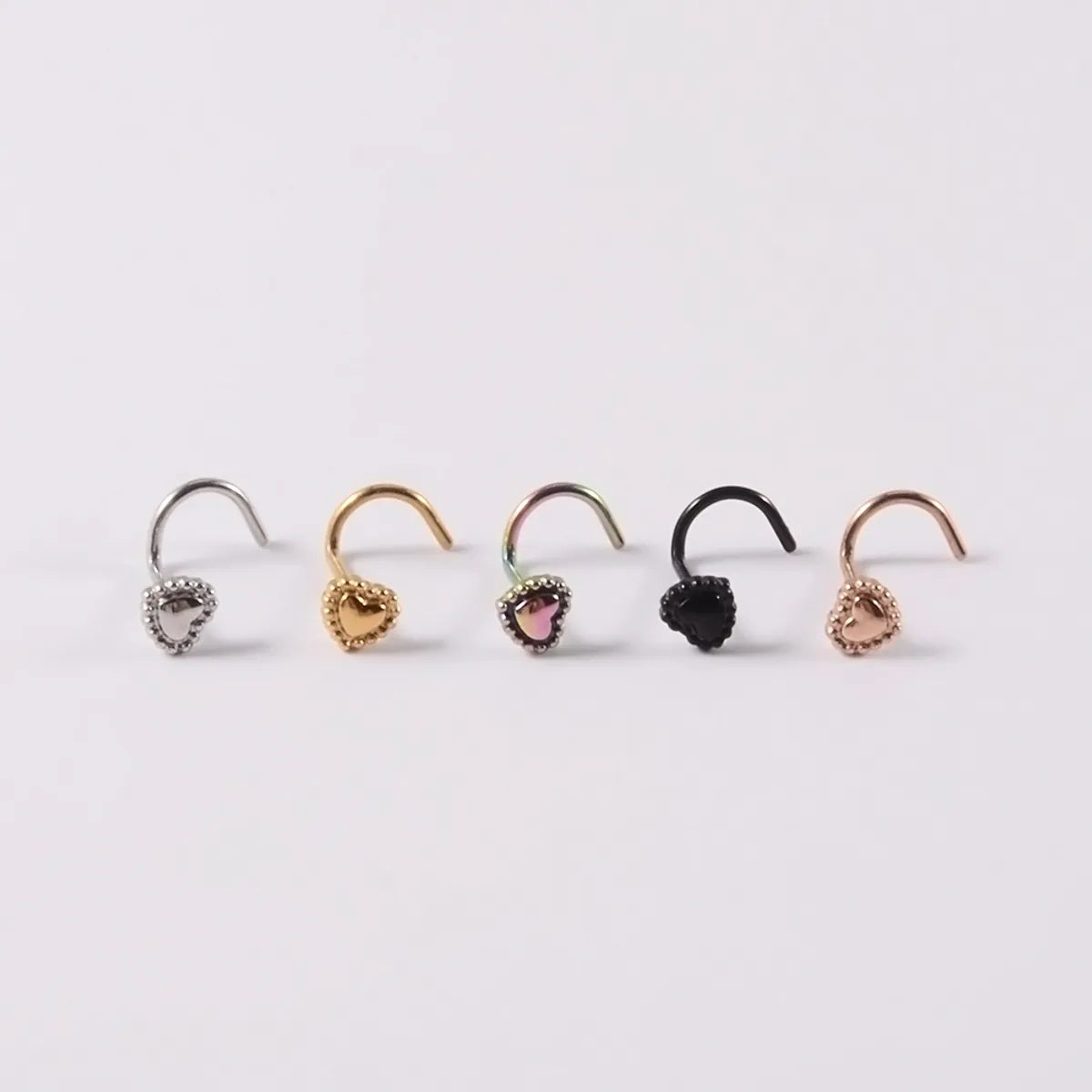 Streetwear Cool Style Heart Shape Stainless Steel Nose Studs