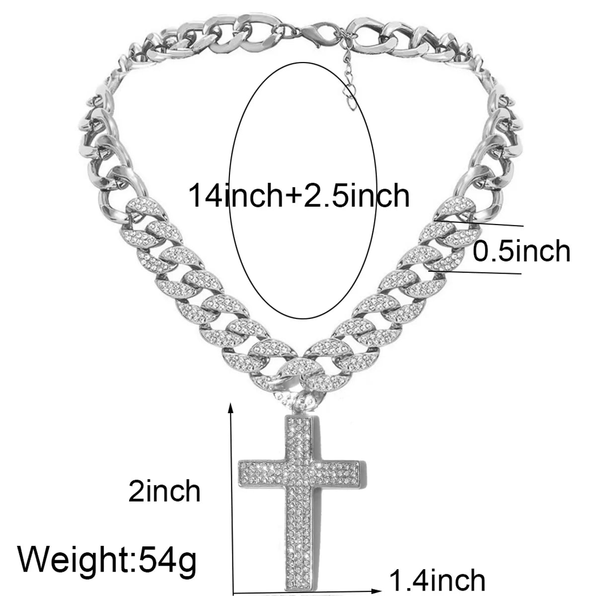 Streetwear Cross Alloy Inlay Rhinestones Women's Pendant Necklace