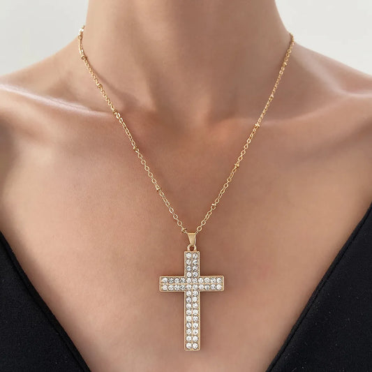 Streetwear Cross Alloy Plating Inlay Zircon Women's Pendant Necklace