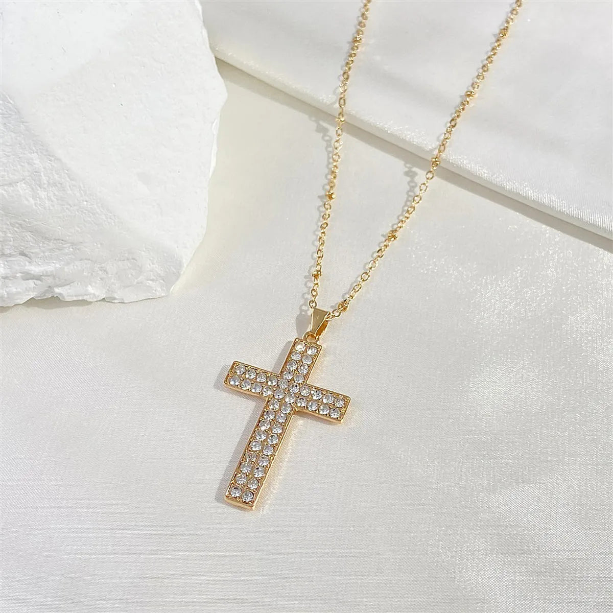 Streetwear Cross Alloy Plating Inlay Zircon Women's Pendant Necklace