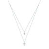 Streetwear Cross Copper Inlay Zircon Double Layer Necklaces