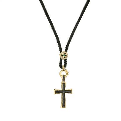 Streetwear Cross Copper Plating Inlay Zircon Gold Plated Pendant Necklace