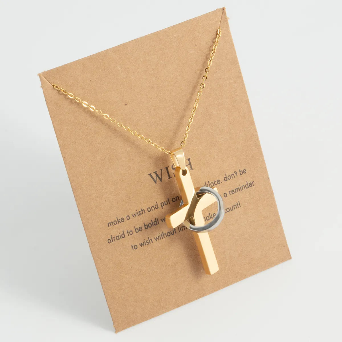 Streetwear Cross Stainless Steel Plating 18k Gold Plated Pendant Necklace