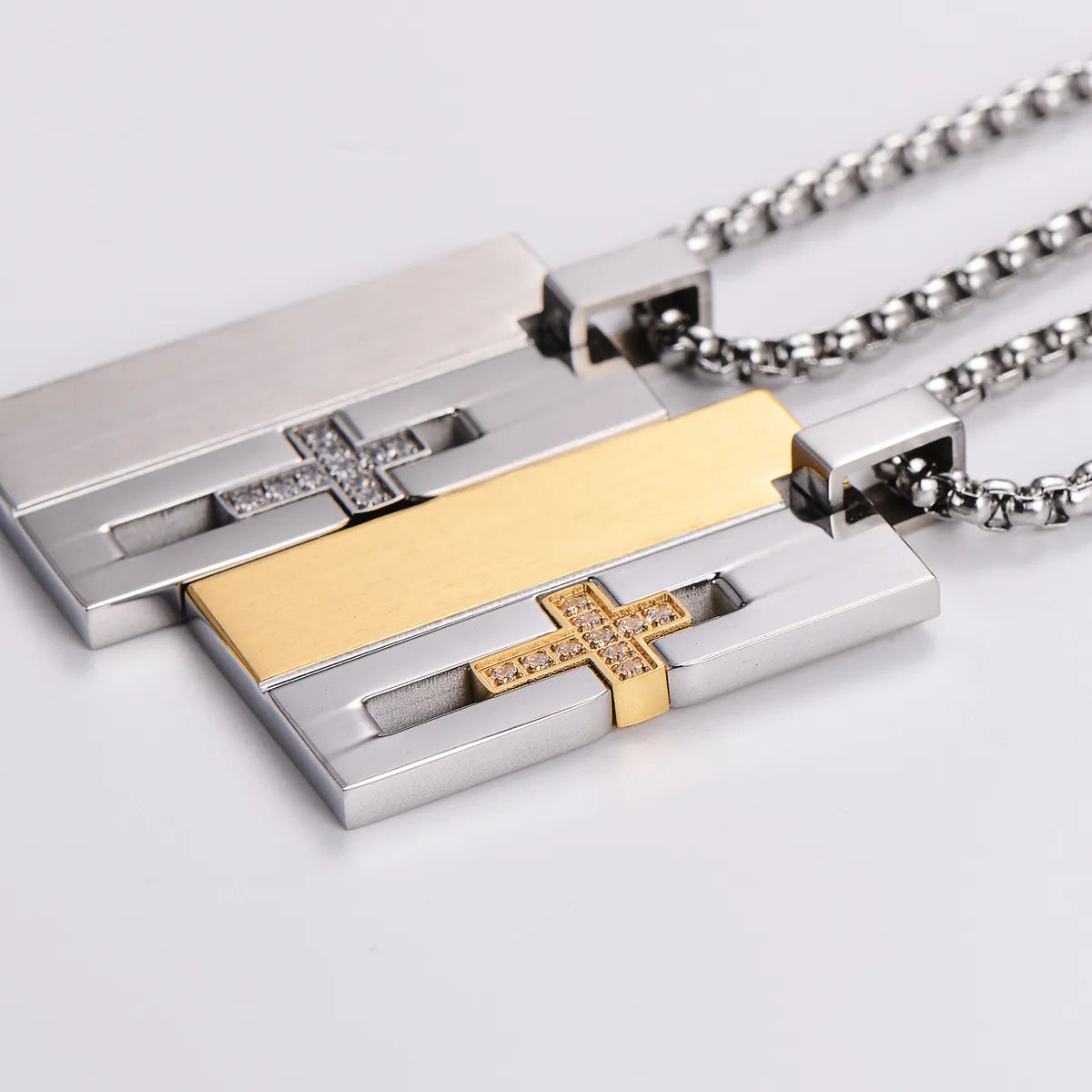 304 Stainless Steel 18K Gold Plated Streetwear Plating Inlay Cross