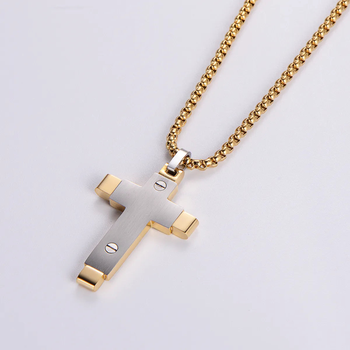 Streetwear Cross 304 Stainless Steel Plating Men'S