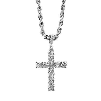 Streetwear Cross Titanium Steel Inlay Zircon Men'S Pendant Necklace