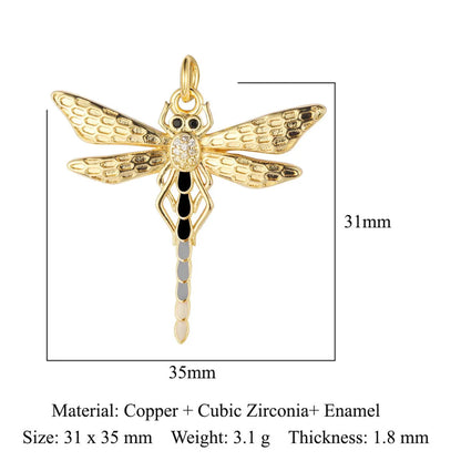 1 Piece Copper Zircon 18K Gold Plated Devil'S Eye Dragonfly