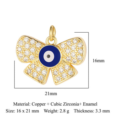 1 Piece Copper Zircon 18K Gold Plated Devil'S Eye Dragonfly