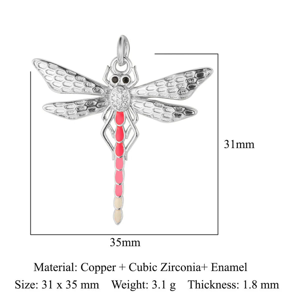 1 Piece Copper Zircon 18K Gold Plated Devil'S Eye Dragonfly