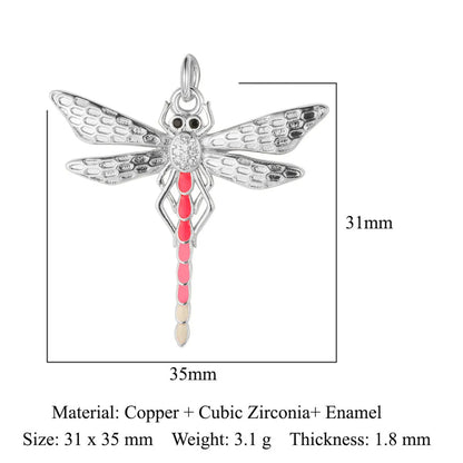 1 Piece Copper Zircon 18K Gold Plated Devil'S Eye Dragonfly