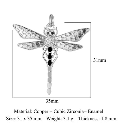 1 Piece Copper Zircon 18K Gold Plated Devil'S Eye Dragonfly