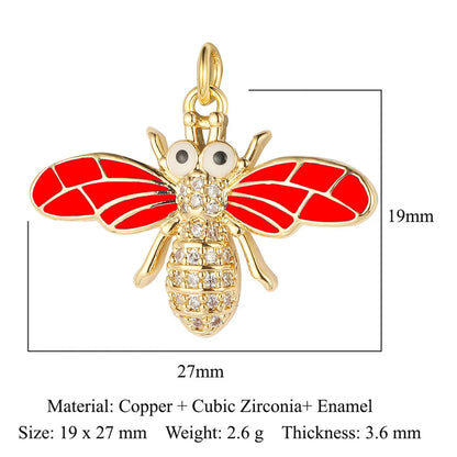 1 Piece Copper Zircon 18K Gold Plated Devil'S Eye Dragonfly