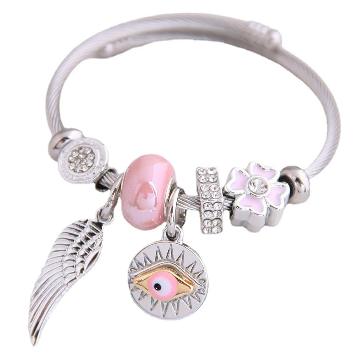 Streetwear Devil'S Eye Wings Alloy Plating Inlay Zircon Women'S Bangle