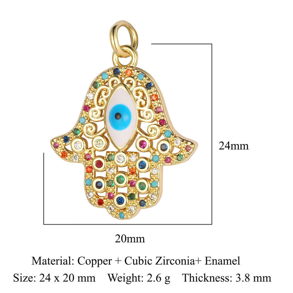 1 Piece Copper Zircon 18K Gold Plated Eye