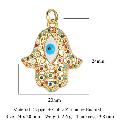 1 Piece Copper Zircon 18K Gold Plated Eye