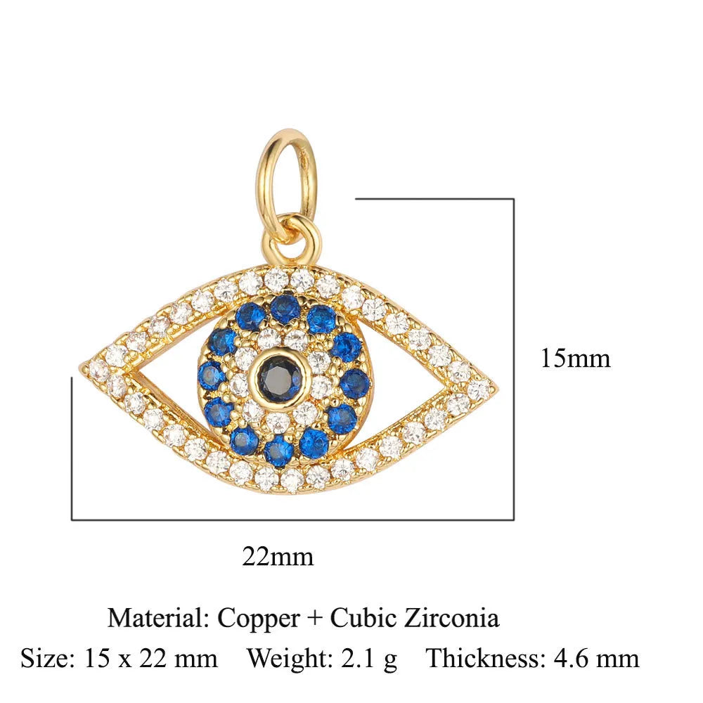 1 Piece Copper Zircon 18K Gold Plated Eye