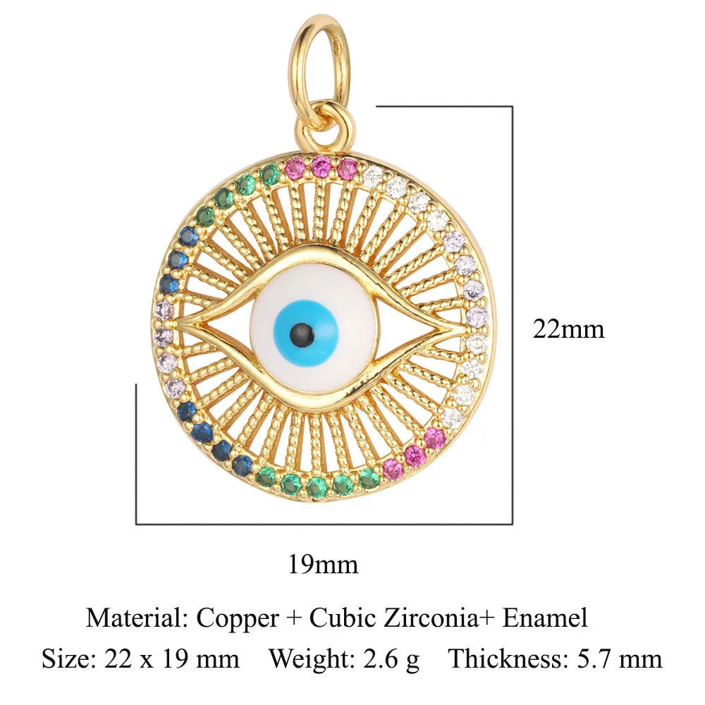 1 Piece Copper Zircon 18K Gold Plated Eye