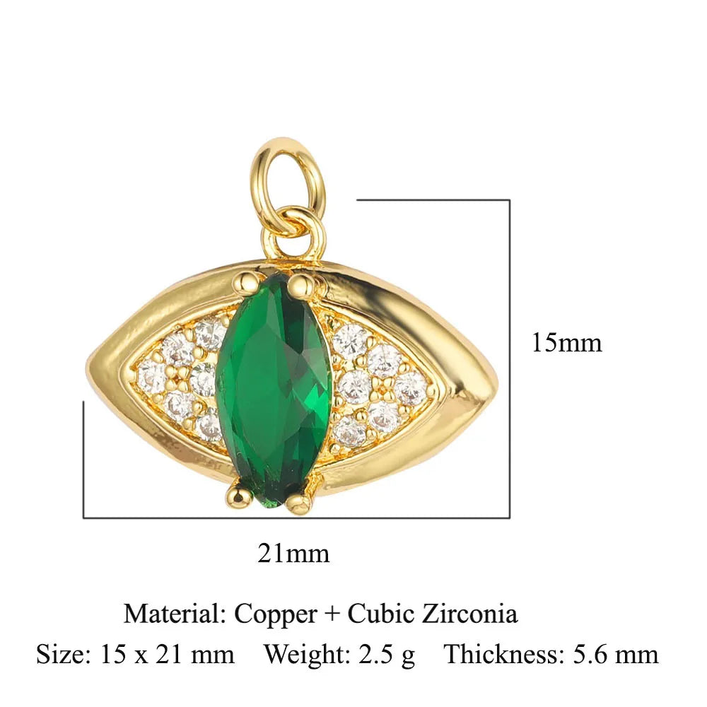 1 Piece Copper Zircon 18K Gold Plated Eye