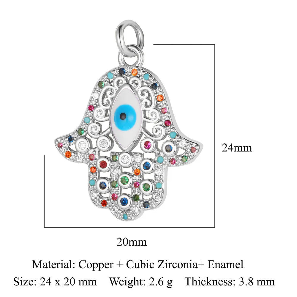 1 Piece Copper Zircon 18K Gold Plated Eye