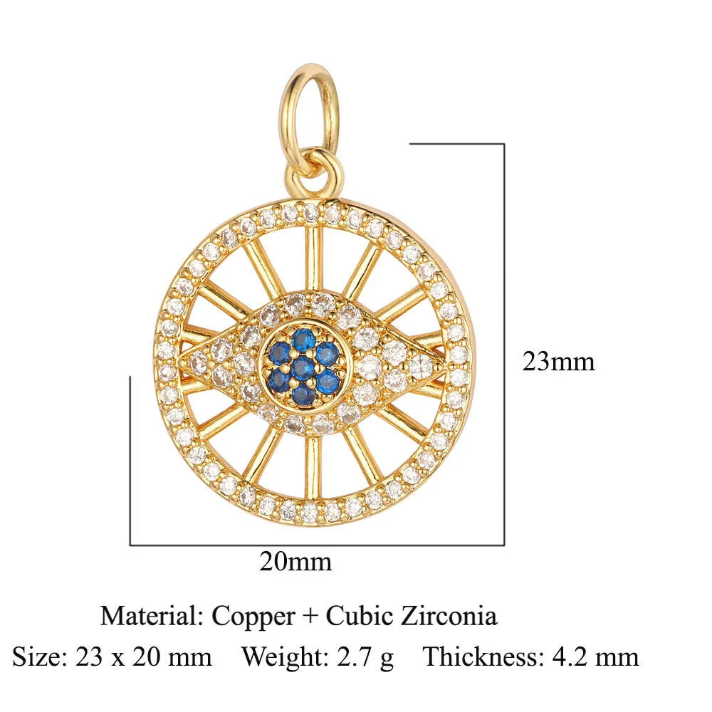 1 Piece Copper Zircon 18K Gold Plated Eye