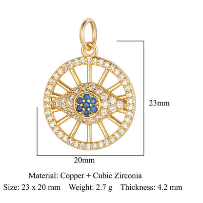 1 Piece Copper Zircon 18K Gold Plated Eye