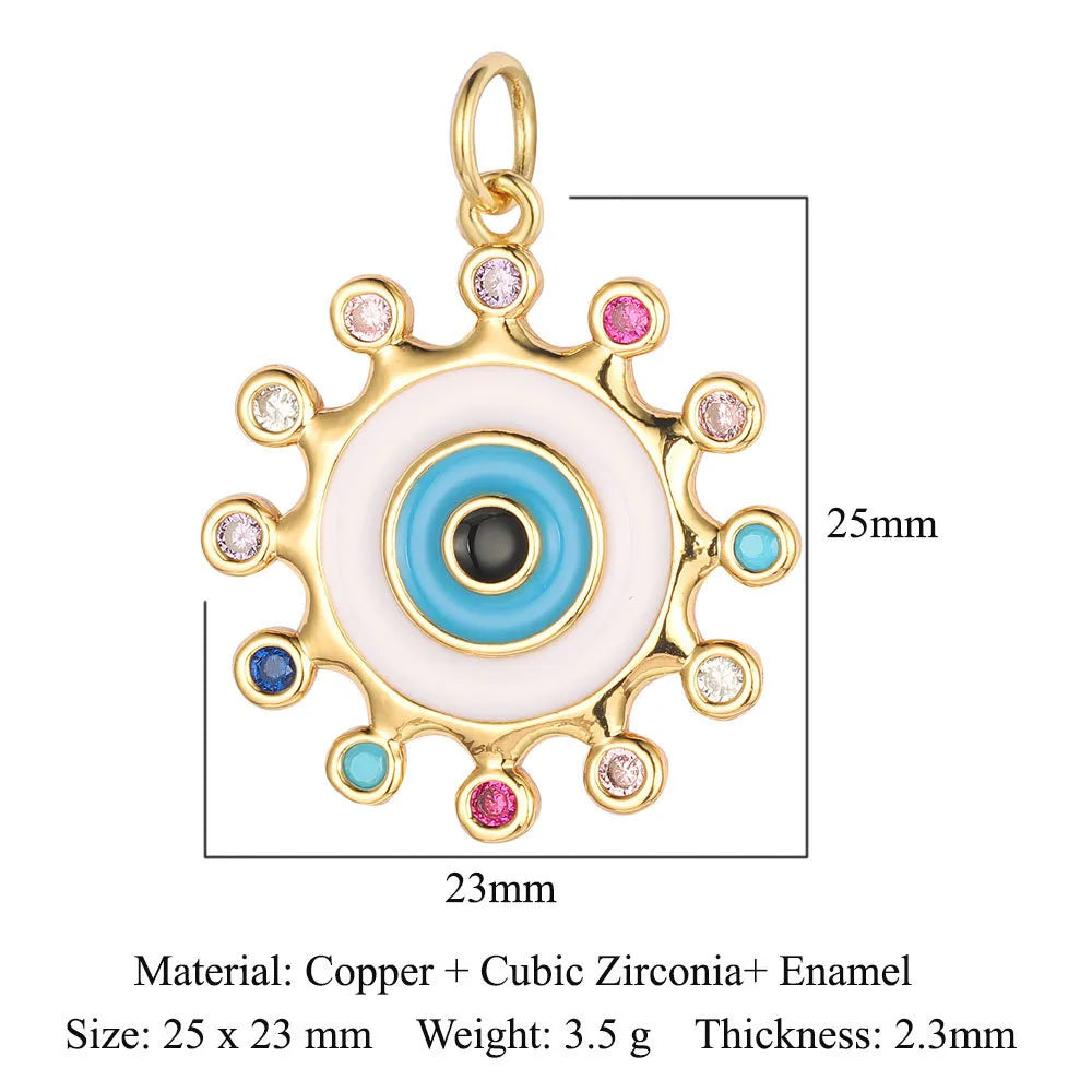 1 Piece Copper Zircon 18K Gold Plated Eye