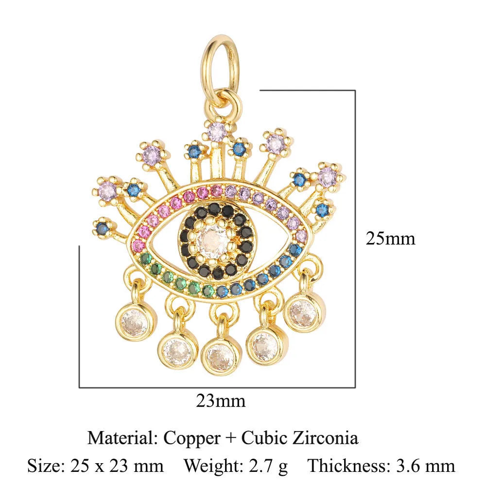 1 Piece Copper Zircon 18K Gold Plated Eye