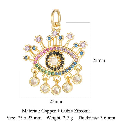 1 Piece Copper Zircon 18K Gold Plated Eye