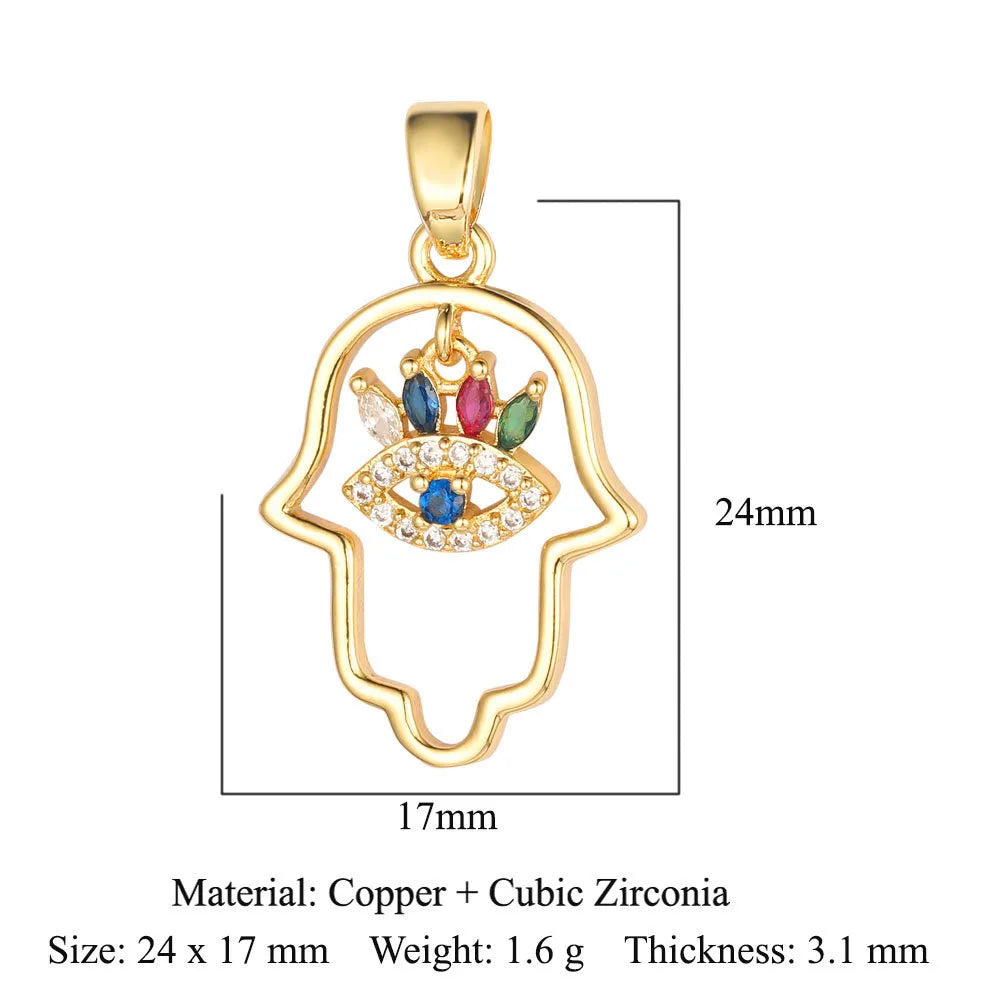 1 Piece Copper Zircon 18K Gold Plated Eye Of Horus