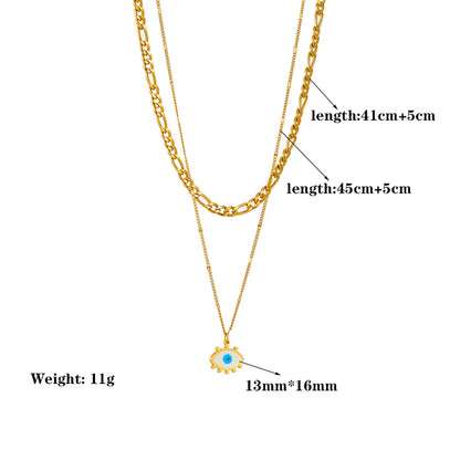 304 Stainless Steel 18K Gold Plated Streetwear Plating Eye Acrylic Resin Layered Necklaces