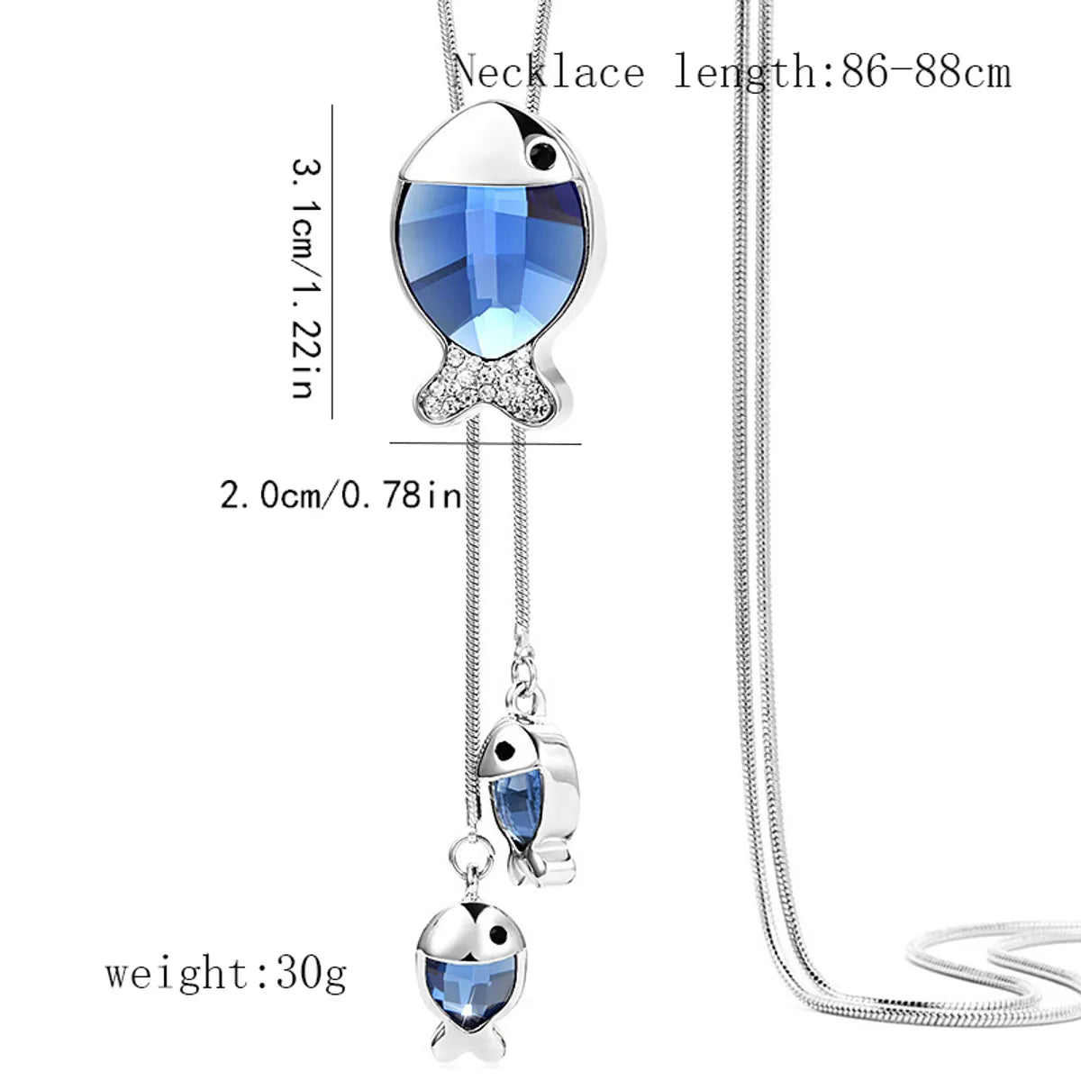 Streetwear Fish Alloy Copper Inlay Rhinestones Women's Sweater Chain Long Necklace