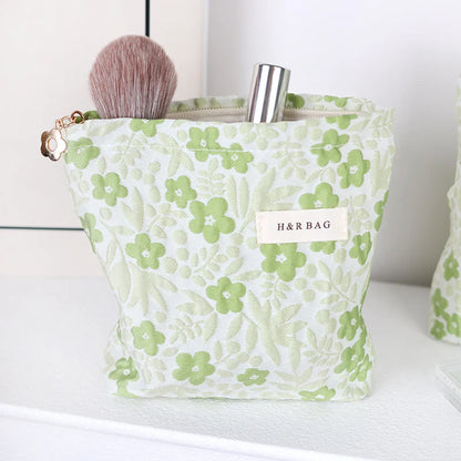 Streetwear Flower Canvas Square Makeup Bags