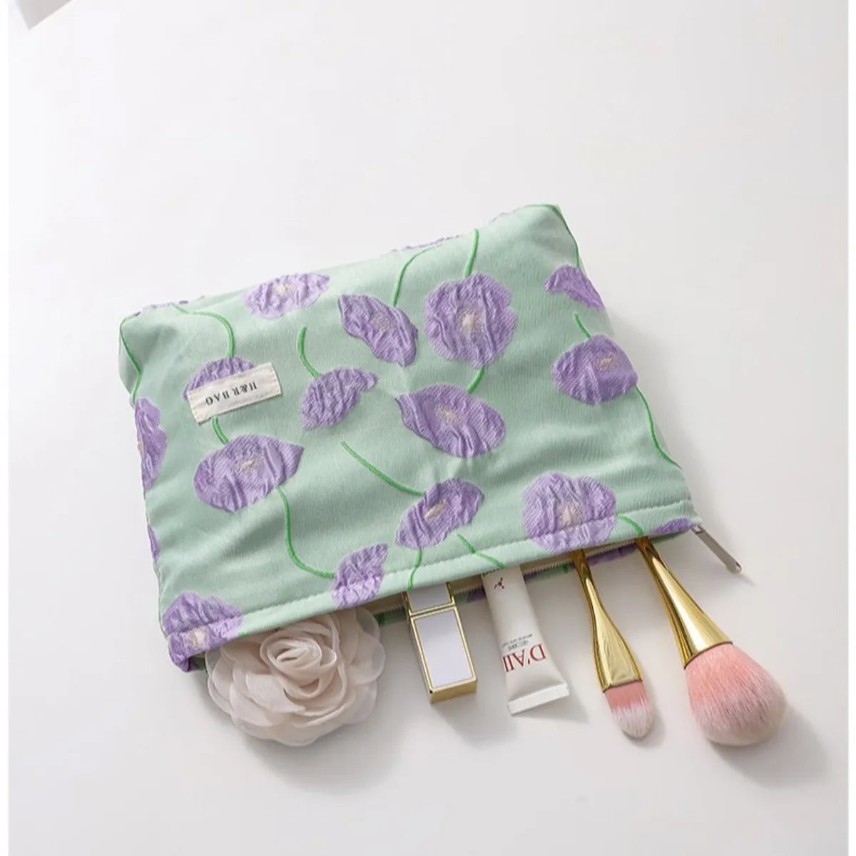 Streetwear Flower Canvas Square Makeup Bags