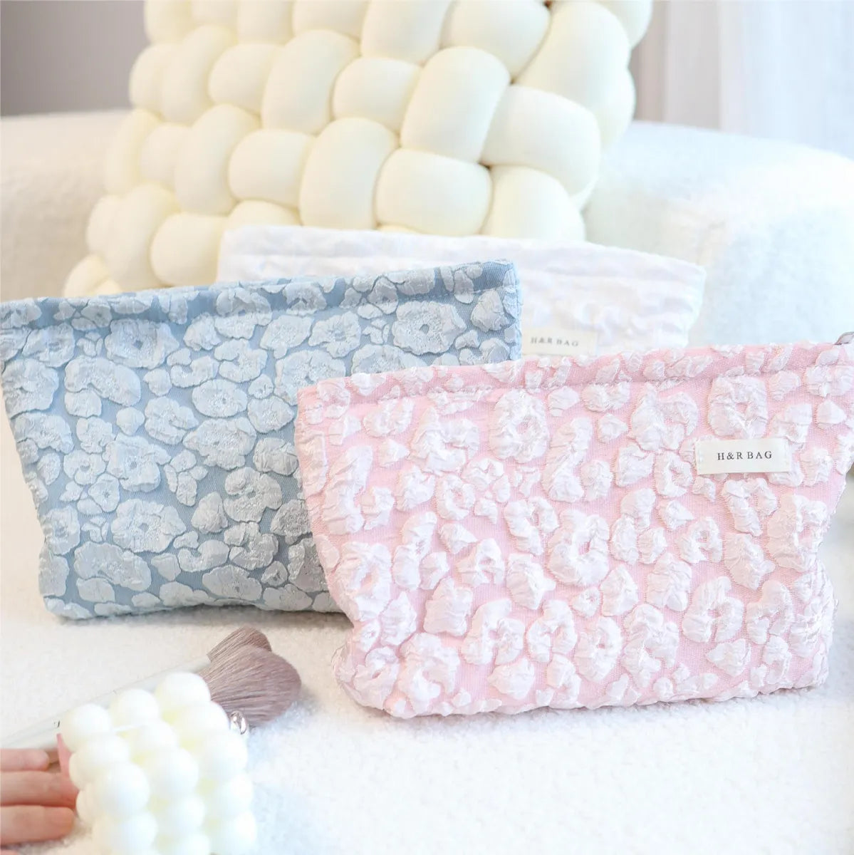 Streetwear Flower Canvas Square Makeup Bags