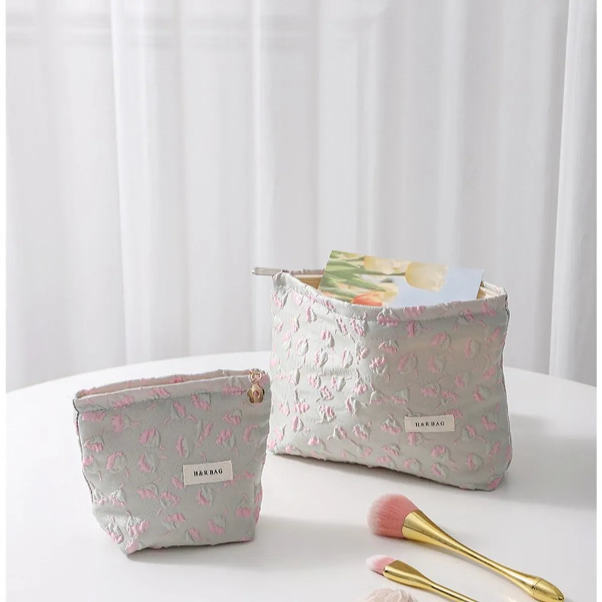 Streetwear Flower Canvas Square Makeup Bags