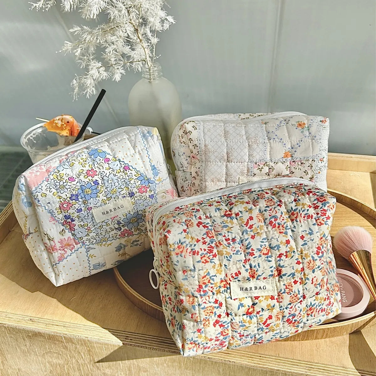 Streetwear Flower Cotton Pillow Shape Makeup Bags