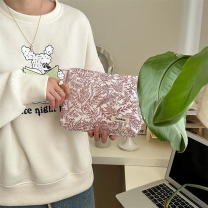 Streetwear Flower Cotton Square Makeup Bags