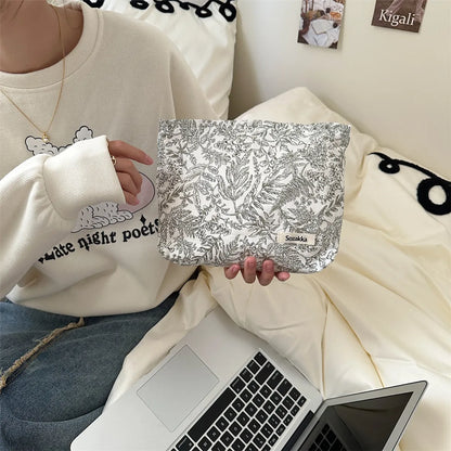 Streetwear Flower Cotton Square Makeup Bags