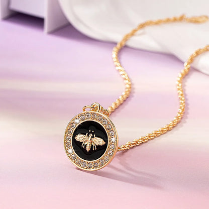 Streetwear Geometric Bee Alloy Plating Inlay Rhinestones Women's Pendant Necklace