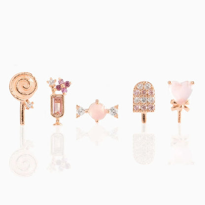 Streetwear Geometric Brass Ear Studs Plating Zircon Copper Earrings