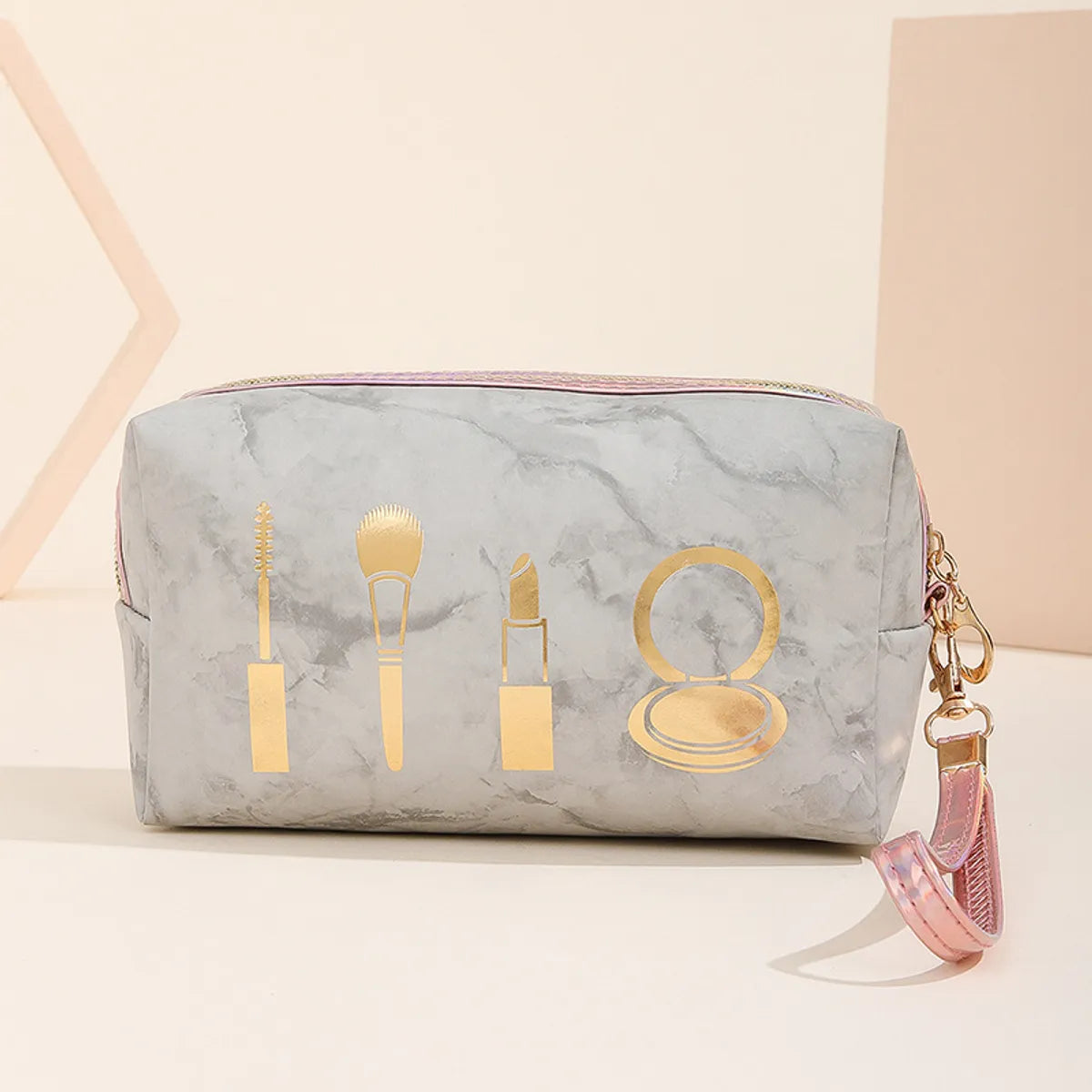 Streetwear Geometric Pu Leather Square Makeup Bags