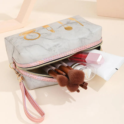 Streetwear Geometric Pu Leather Square Makeup Bags