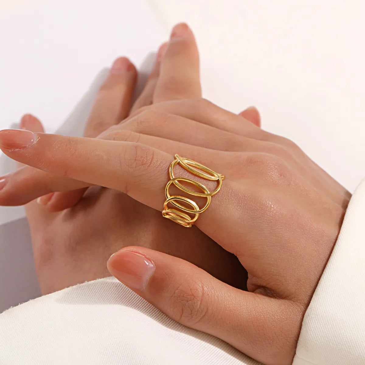 Streetwear Geometric Stainless Steel Plating Gold Plated Open Ring