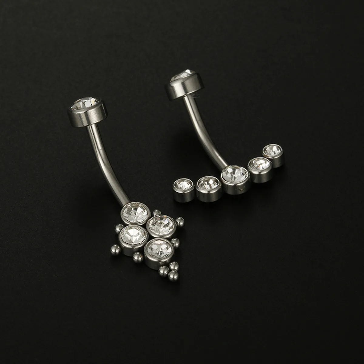 Streetwear Geometric Stainless Steel Inlay Zircon Belly Ring