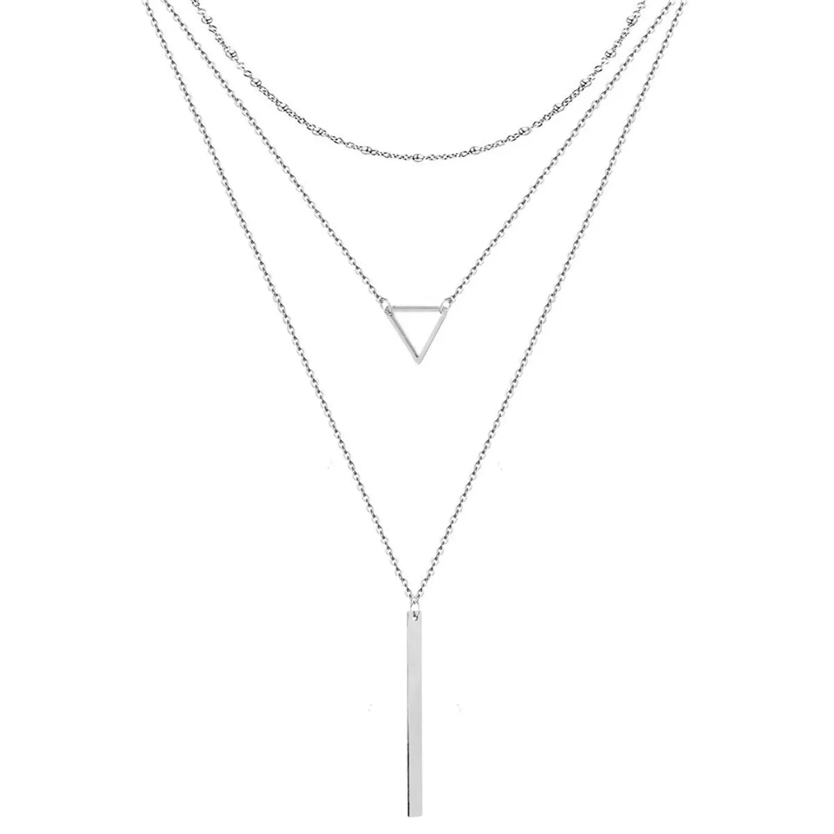 Streetwear Geometric Stainless Steel Layered Necklaces