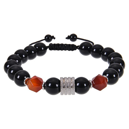 Streetwear Geometric Alloy Tiger Eye Obsidian Men'S Bracelets